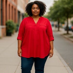 Torrid Red 3/4 Sleeve Tunic